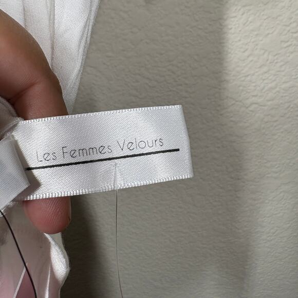 Les Femmes Velours Large Crew Neck Ringer Tee Top White Lenzing Modal Stretch - Picture 6 of 8